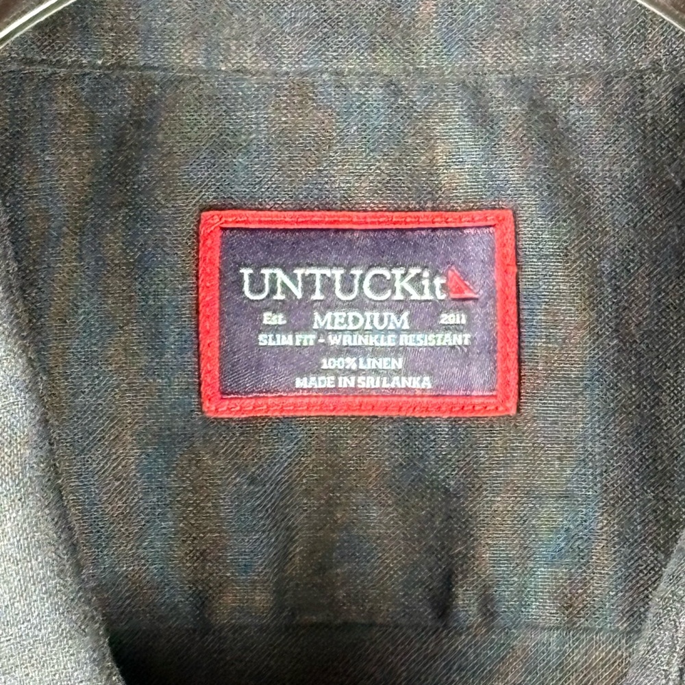 UNTUCKit Cameron Black Linen Short Sleeve Shirt Medium Slim Fit - Picture 2 of 7